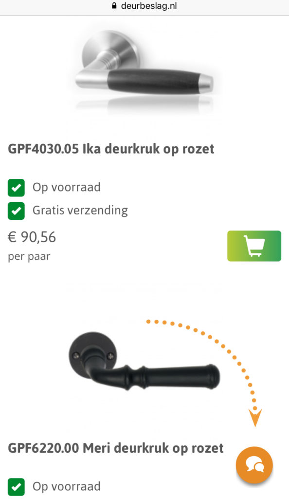Chatvenster met pijltje