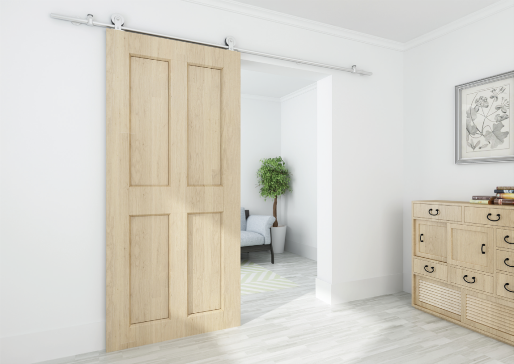 Modern interieur met RVS schuifdeursysteem